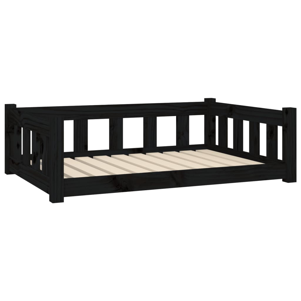Vidaxxl lit pour chien 95,5x65,5x28 cm bois de pin massif noir