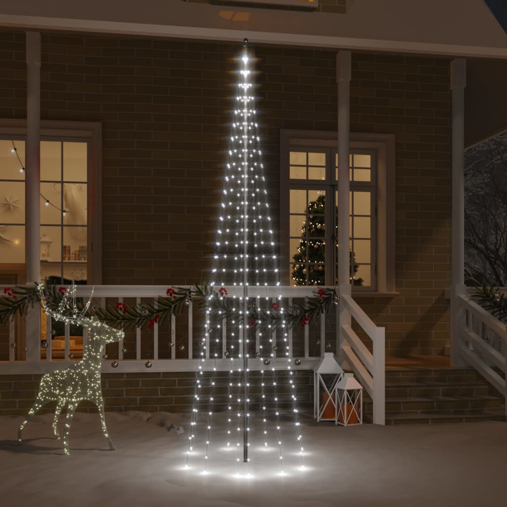 Vidaxl Flagmpole Weihnachtsbaum 310 LEDs Kalt weiß 300 cm