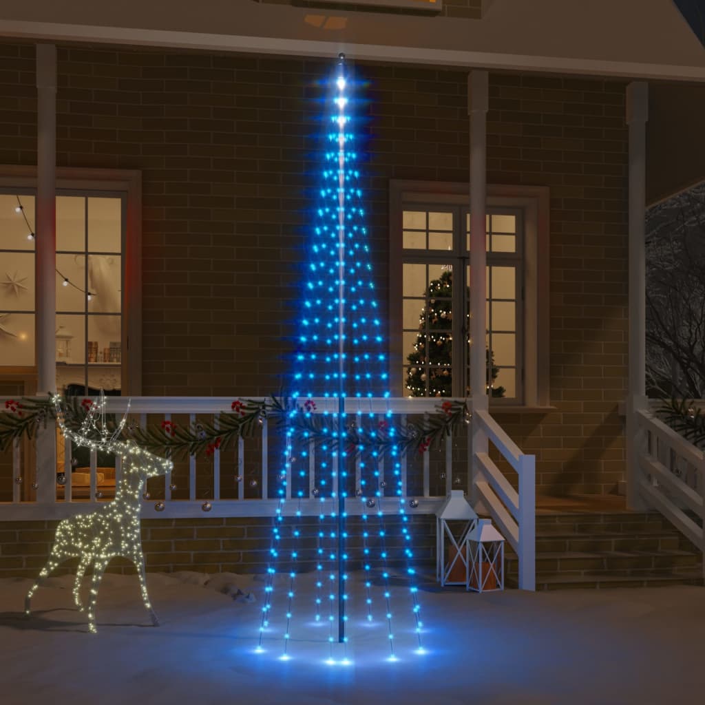 VidaXL Vlaggenmast kerstboom 310 LED's blauw 300 cm