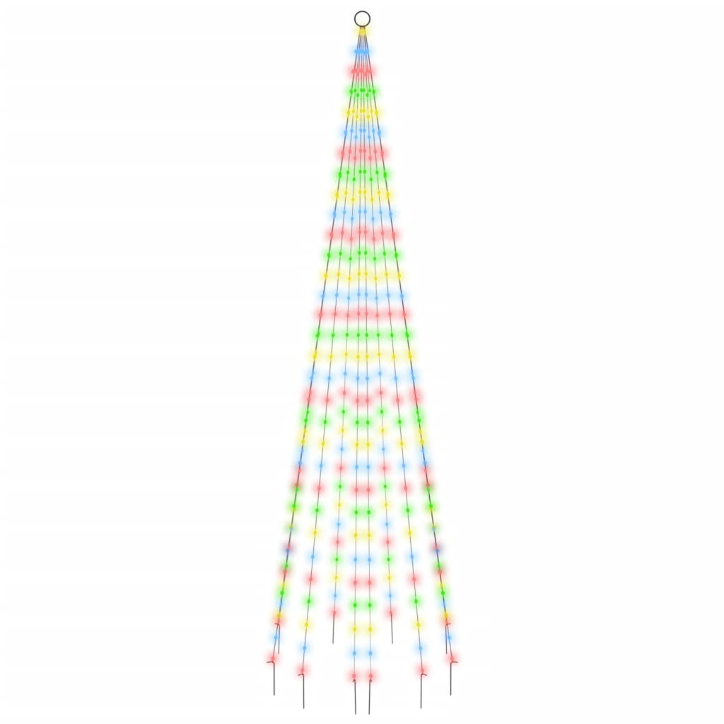 VIDAXL VLAGGenmast Weihnachtsbaum 310 LEDs mehrfarbig 300 cm