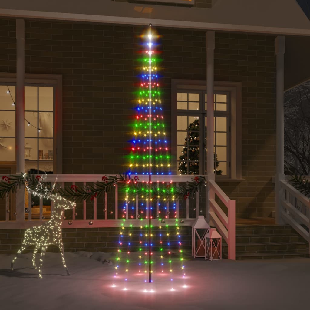 VIDAXL VLAGGenmast Weihnachtsbaum 310 LEDs mehrfarbig 300 cm