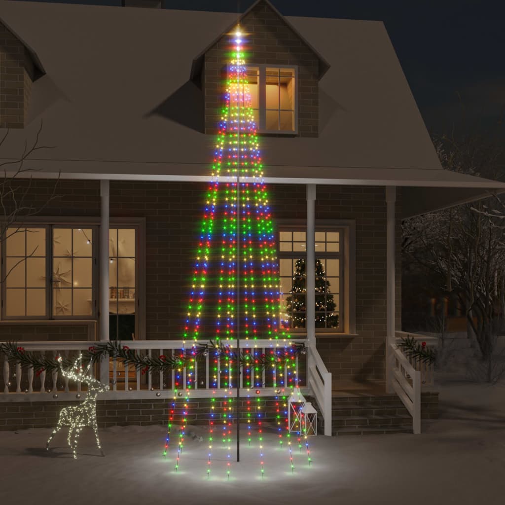 VIDAXL VLAGGenmast Weihnachtsbaum 732 LEDs mehrfarbig 500 cm