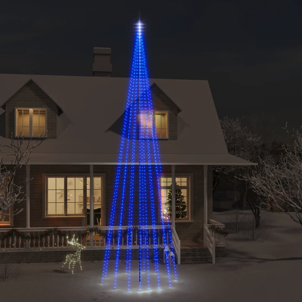 Vidaxl Flagmpole Weihnachtsbaum 1134 LEDs Blau 800 cm