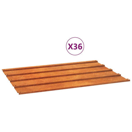 VidaXL panneaux de toit 36 pcs 60x44 cm acier corten rouillé