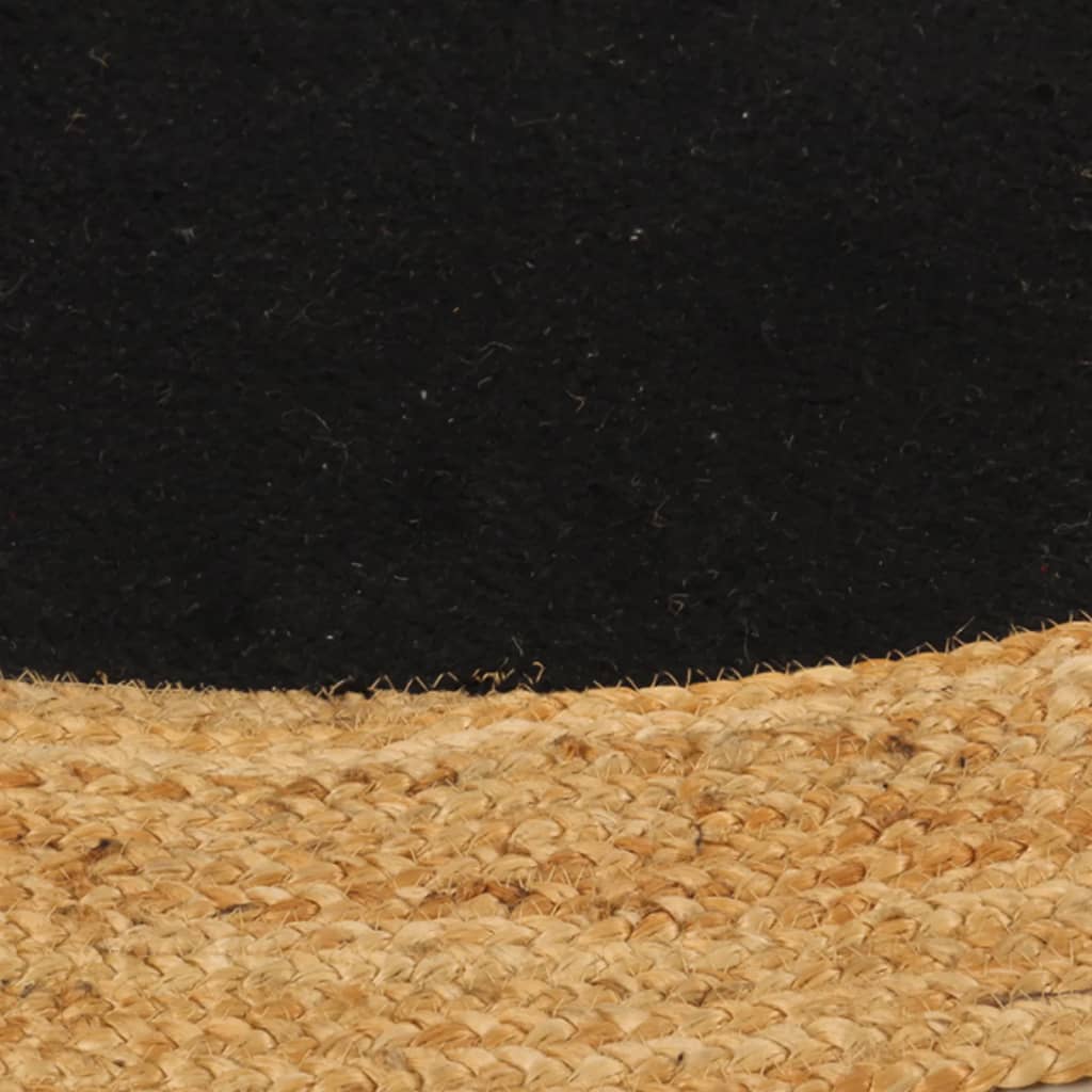 Vidaxl Rug Round Braided 150 cm Jute og Cotton Black Natural