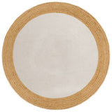 Tapis vidaxl rond tressé 120 cm jute et coton blanc et naturel