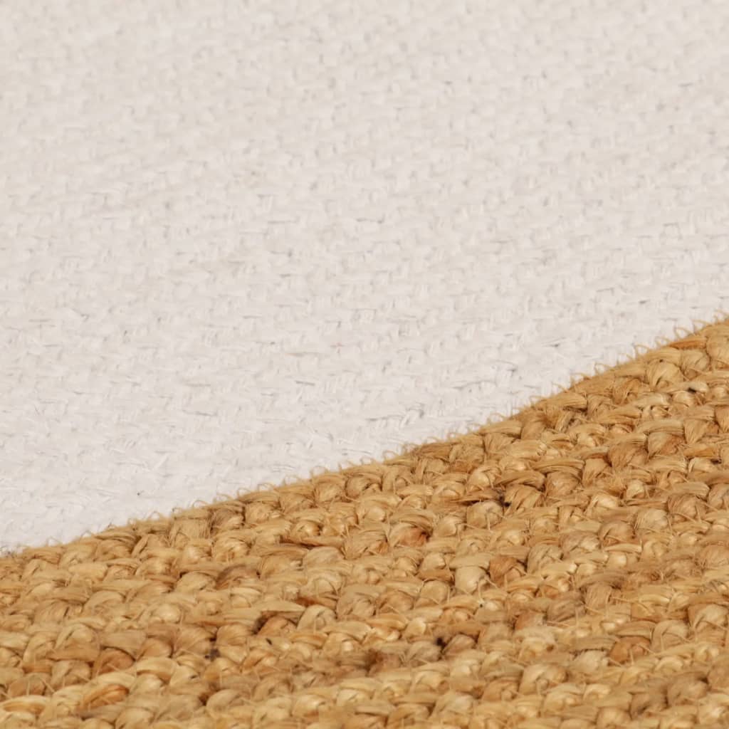 Tapis vidaxl rond tressé 120 cm jute et coton blanc et naturel