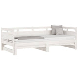 Vidaxl slaapbank uitschuifbaar massief grenenhout wit 2x(90x190) cm