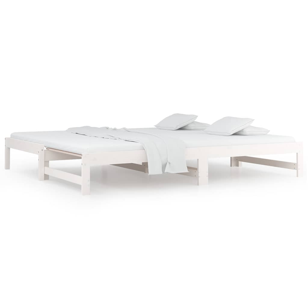 Vidaxl slaapbank uitschuifbaar massief grenenhout wit 2x(90x190) cm
