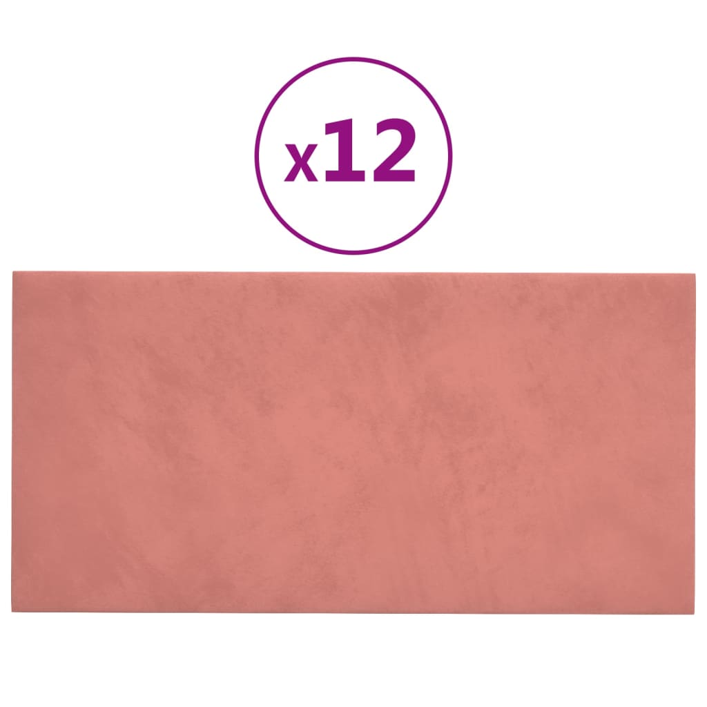 Panneaux muraux vidaxl 12 st 2,16 m² 60x30 cm en velours rose