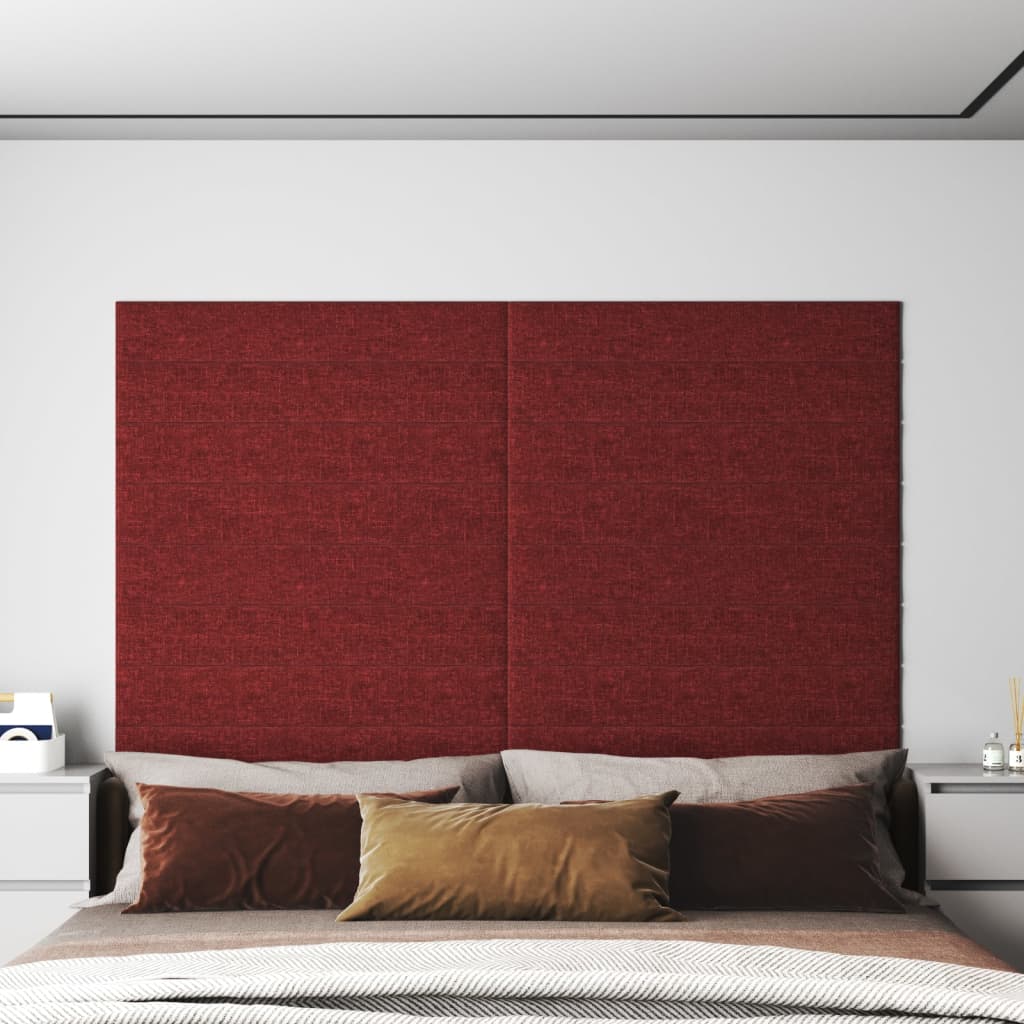 Paneles de pared Vidaxl 12 st 1.62 m² 90x15 cm de tela rojo