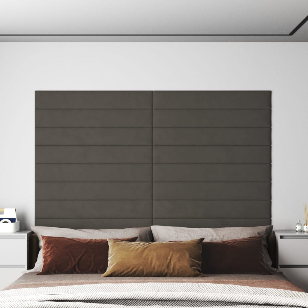 Paneles de pared Vidaxl 12 st 1.62 m² 90x15 cm Velvet gris oscuro