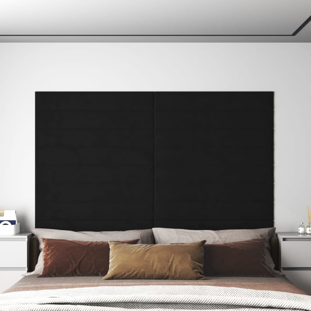 Vidaxl Wall panels 12 st 1.62 m² 90x15 cm velvet black