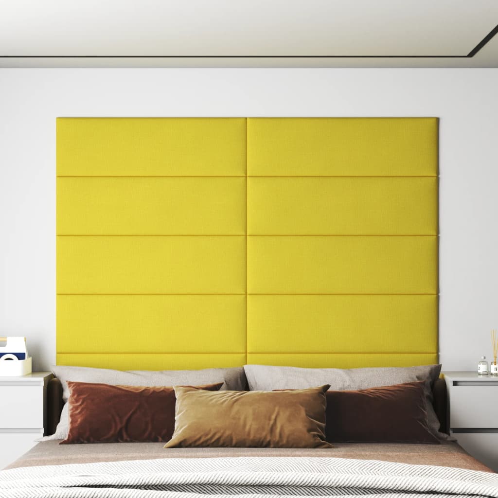 Paneles de pared Vidaxl 12 st 3.24 m² 90x30 cm de tela de color amarillo