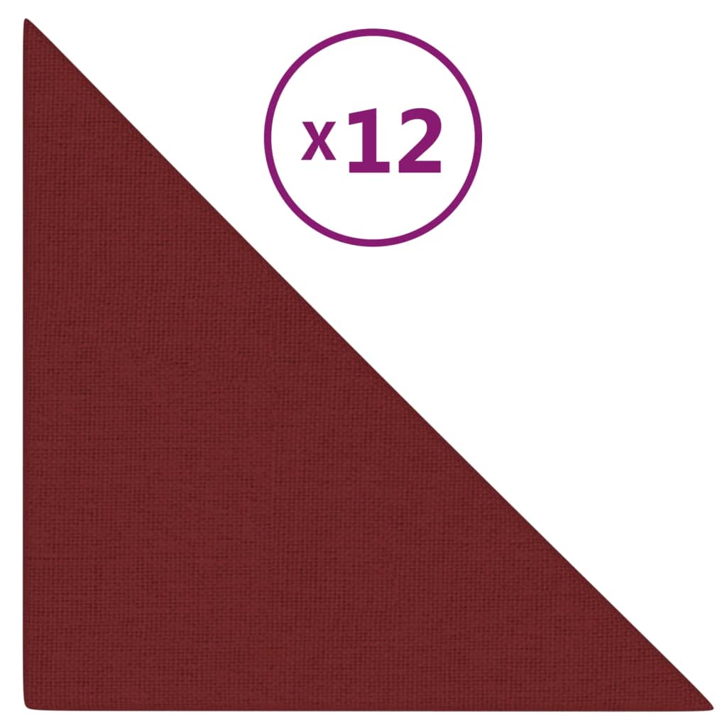 Vidaxl Wall panels 12 pcs 0.54 m² 30x30 cm Fabric wine red