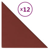 Panneaux muraux vidaxl 12 pcs 0,54 m² 30x30 cm Vin en cuir artificiel rouge