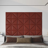 Paneles de pared Vidaxl 12 PCS 0.54 m² 30x30 cm Vino de cuero artificial rojo