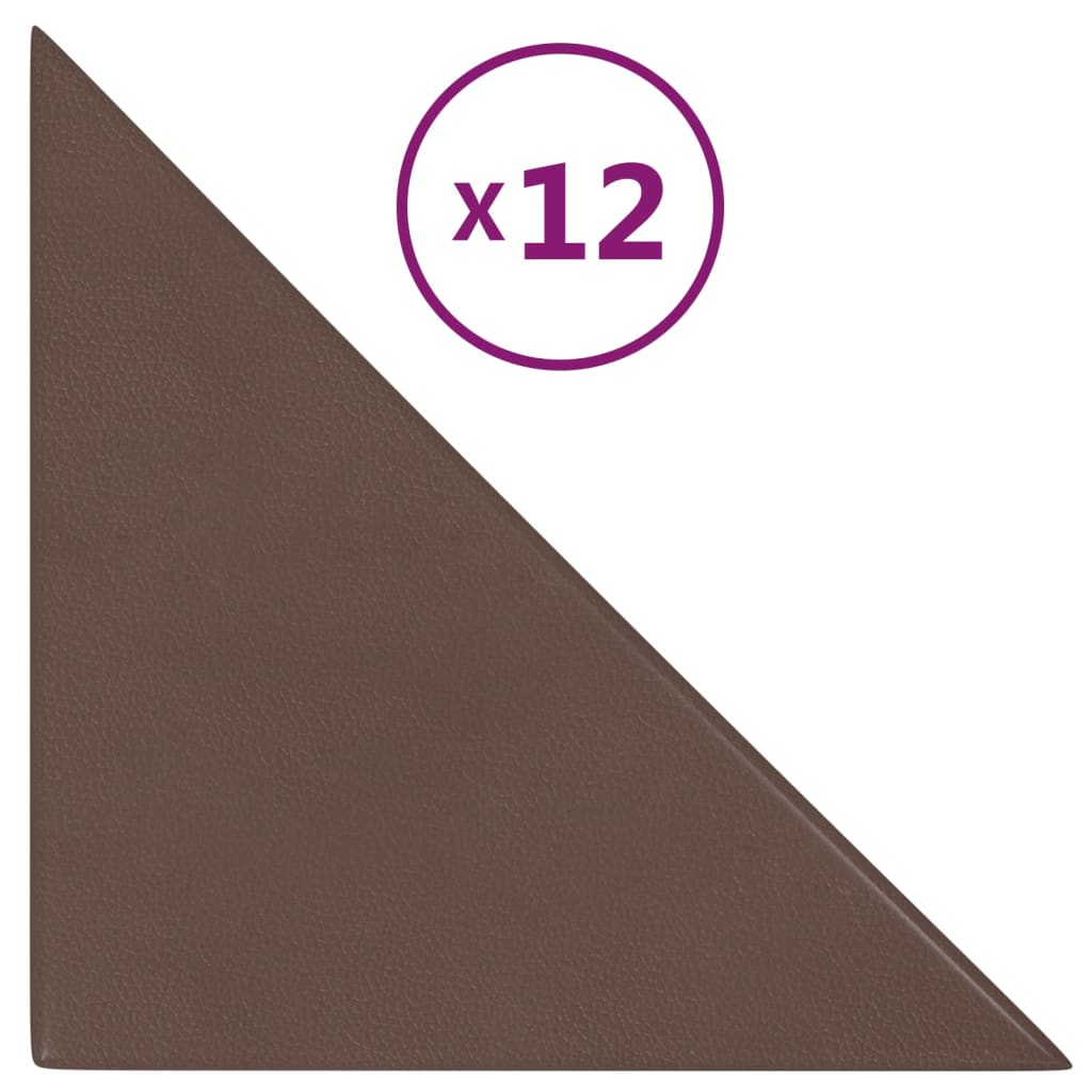 Paneles de pared Vidaxl 12 PCS 0.54 m² 30x30 cm de cuero artificial marrón