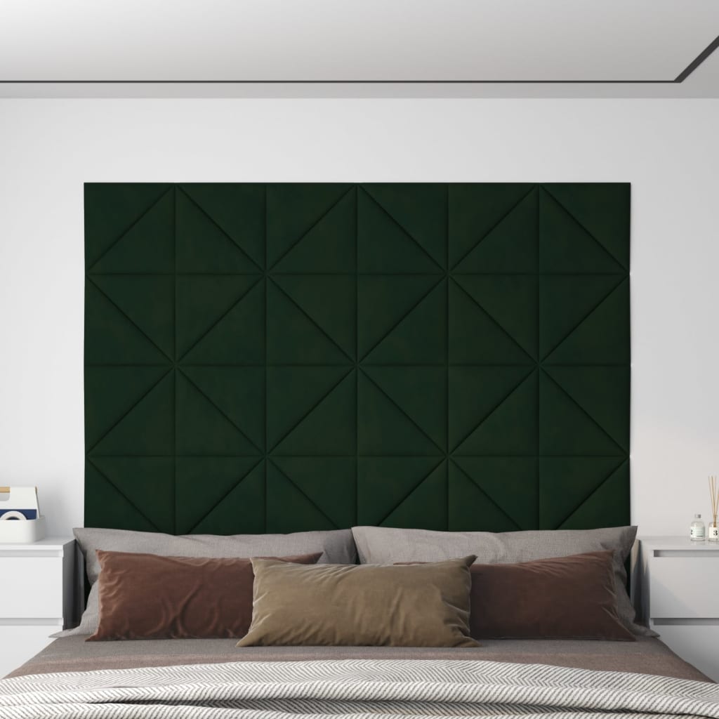 Vidaxl Wall panels 12 pcs 0.54 m² 30x30 cm velvet dark green