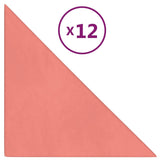 Paneles de pared Vidaxl 12 PCS 0.54 m² 30x30 cm de terciopelo rosa