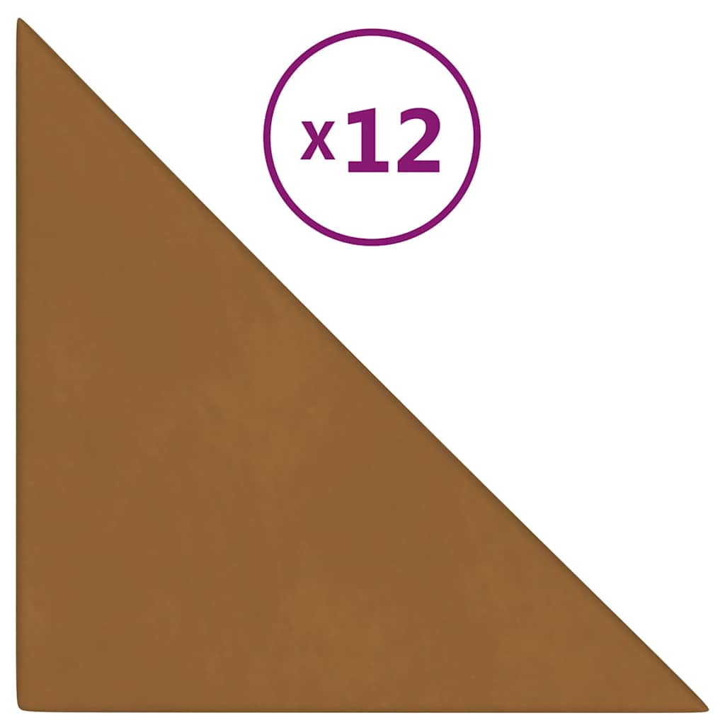 Panneaux muraux vidaxl 12 pcs 0,54 m² 30x30 cm en velours marron