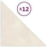 Paneles de pared Vidaxl 12 PCS 0.54 m² 30x30 cm de crema de terciopelo