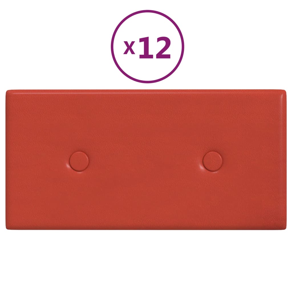 Paneles de pared Vidaxl 12 PCS 0.54 m² 30x15 cm de cuero artificial rojo