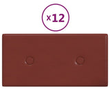 Panneaux muraux vidaxl 12 pcs 0,54 m² 30x15 cm Vin en cuir artificiel rouge