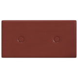 Paneles de pared Vidaxl 12 PCS 0.54 m² 30x15 cm Vino de cuero artificial rojo