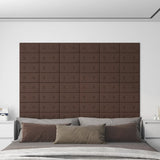 Paneles de pared Vidaxl 12 PCS 0.54 m² 30x15 cm de cuero artificial marrón