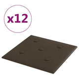 Panneaux muraux Vidaxl 12 st 1,08 m² 30x30 cm en cuir artificiel marron