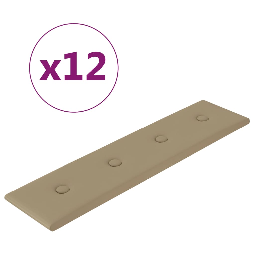 Vidaxl -Wandplatten 12 ST 1,08 m² 60x15 cm Kunstleder Cappuccinocolid