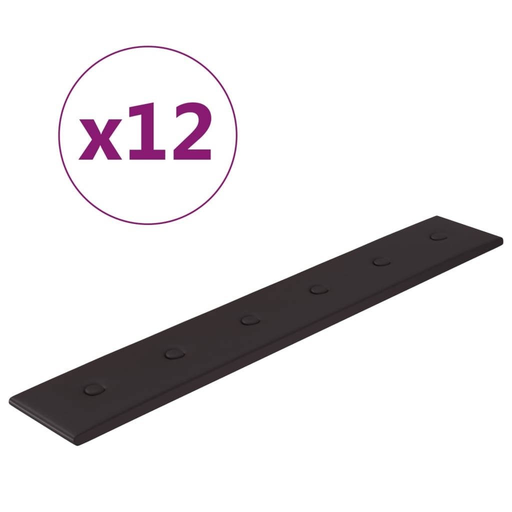 Paneles de pared Vidaxl 12 st 1.62 m² 90x15 cm de cuero artificial negro