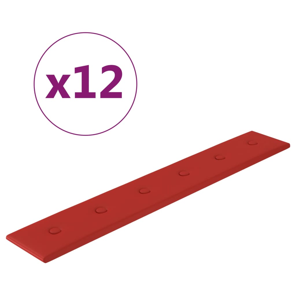 Panneaux muraux Vidaxl 12 ST 1,62 m² 90x15 cm Vin en cuir artificiel rouge