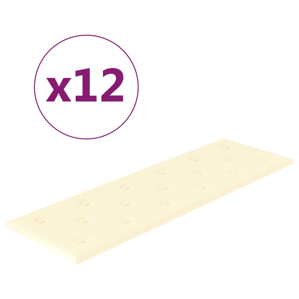 Panneaux muraux Vidaxl 12 ST 3,24 m² 90x30 cm Crème en cuir artificiel -Colored