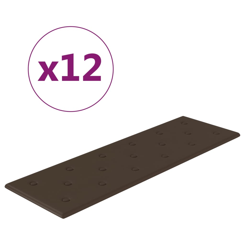 Vidaxl väggpaneler 12 st 3,24 m² 90x30 cm konstgjorda läderbrun