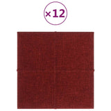 Paneles de pared Vidaxl 12 ST 1.08 m² 30x30 cm de tela vino rojo