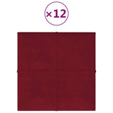 Panneaux muraux vidaxl 12 st 1,08 m² 30x30 cm Velvet Wine rouge
