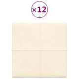 Paneles de pared Vidaxl 12 St 1.08 m² 30x30 cm de crema de terciopelo