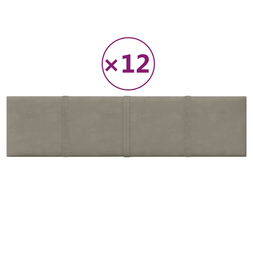 Paneles de pared Vidaxl 12 ST 1.08 m² 60x15 cm Velvet gris claro