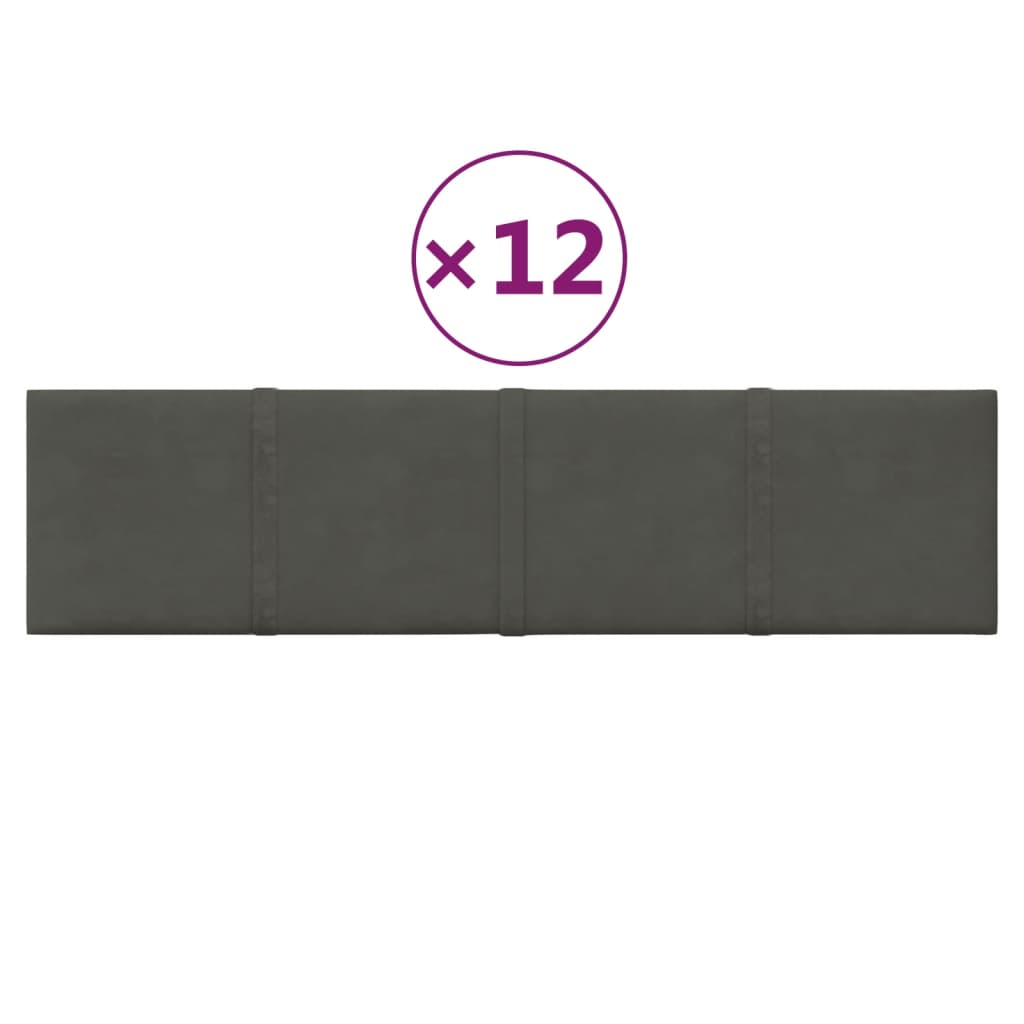 Panneaux muraux vidaxl 12 st 1,08 m² 60x15 cm en velours gris foncé