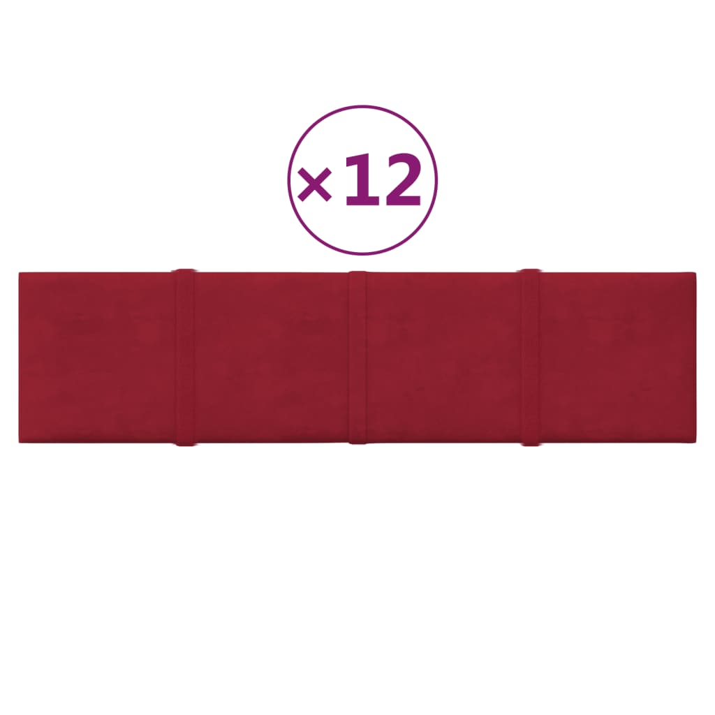 Paneles de pared Vidaxl 12 ST 1.08 m² 60x15 cm Velvet Wine Red