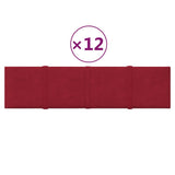 Vidaxl vægpaneler 12 ST 1,08 m² 60x15 cm Velvet Wine Red