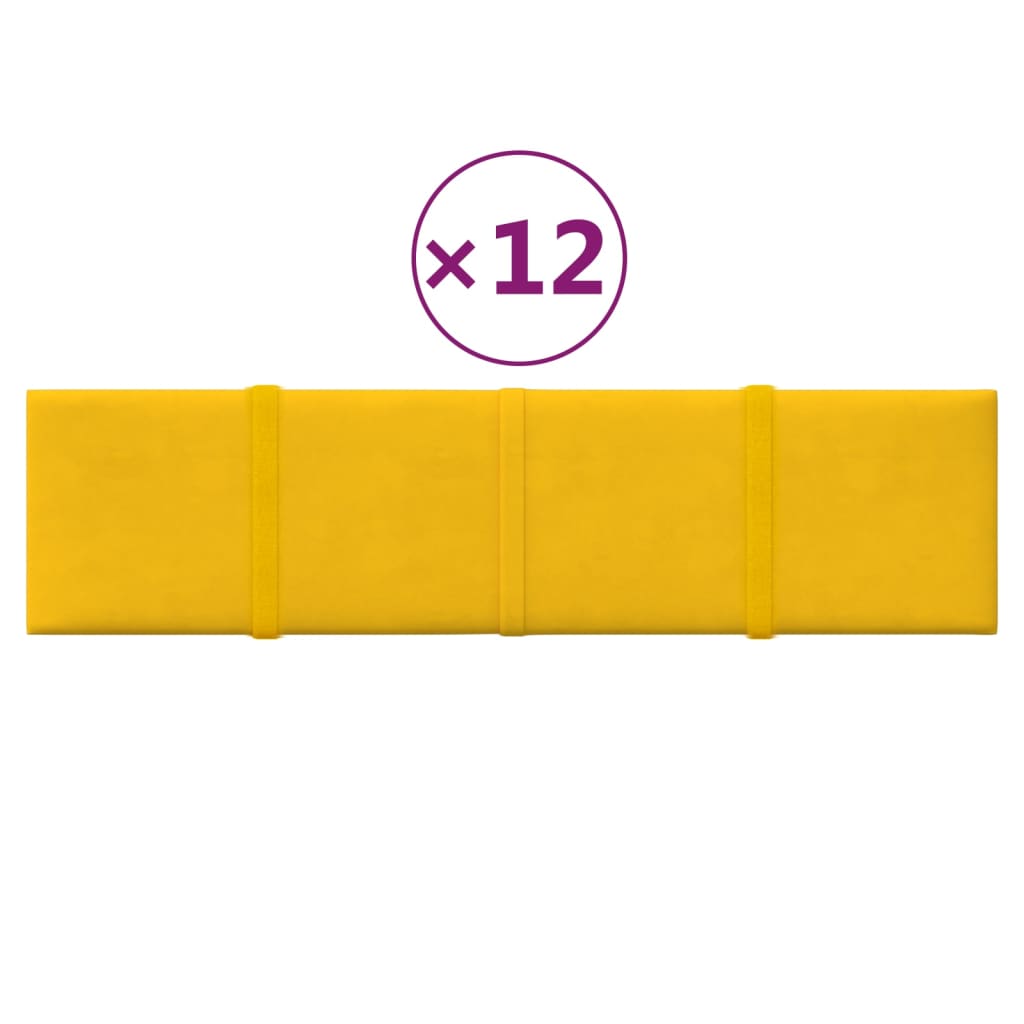 Nástěnné panely Vidaxl 12 St 1,08 m² 60x15 cm Velvet Yellow