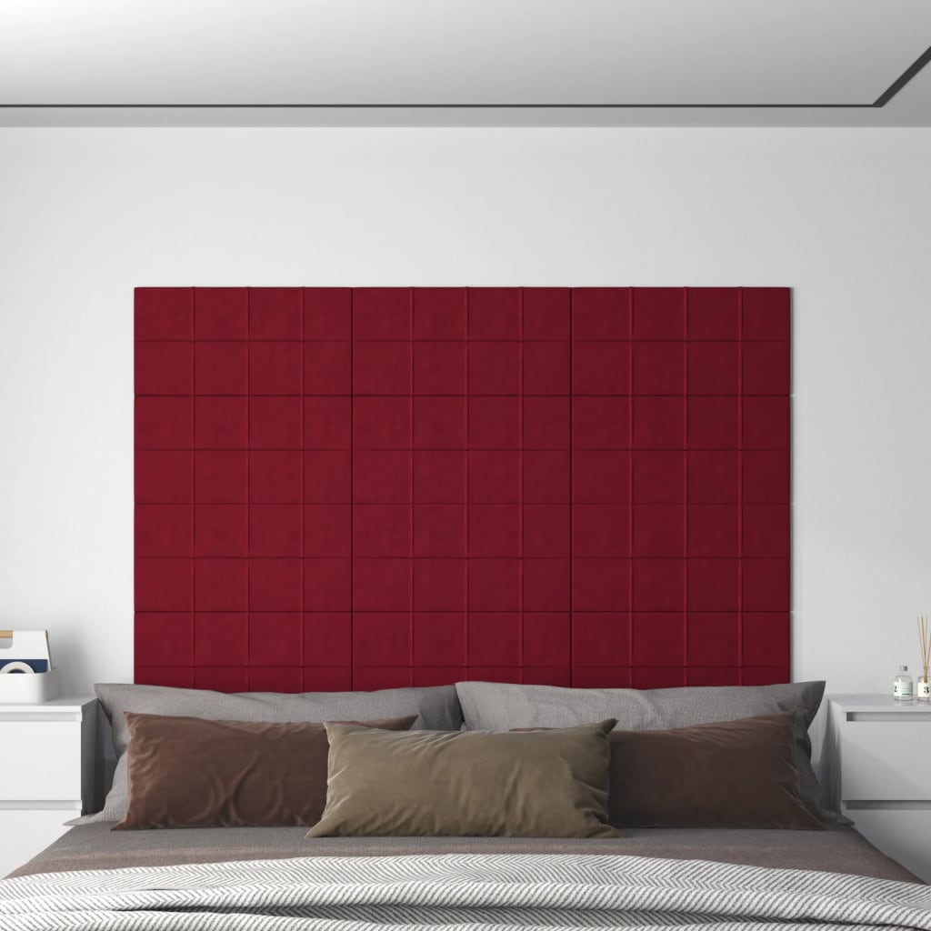 Paneles de pared Vidaxl 12 ST 2.16 m² 60x30 cm Velvet Wine Red