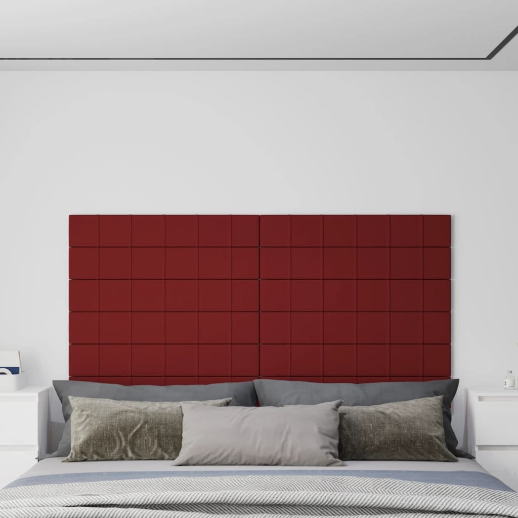 Panneaux muraux vidaxl 12 ST 1,62 m² 90x15 cm Vin de tissu rouge