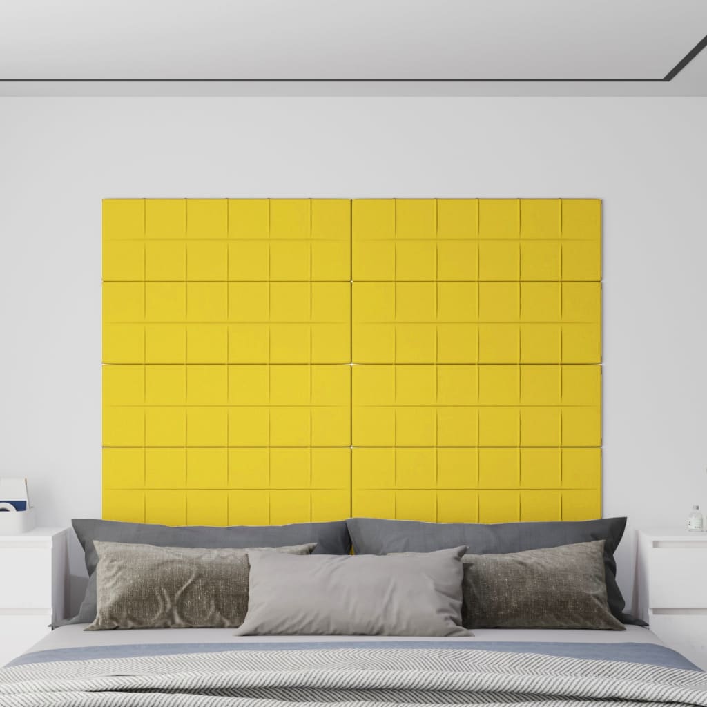 Paneles de pared Vidaxl 12 st 3.24 m² 90x30 cm de tela de color amarillo