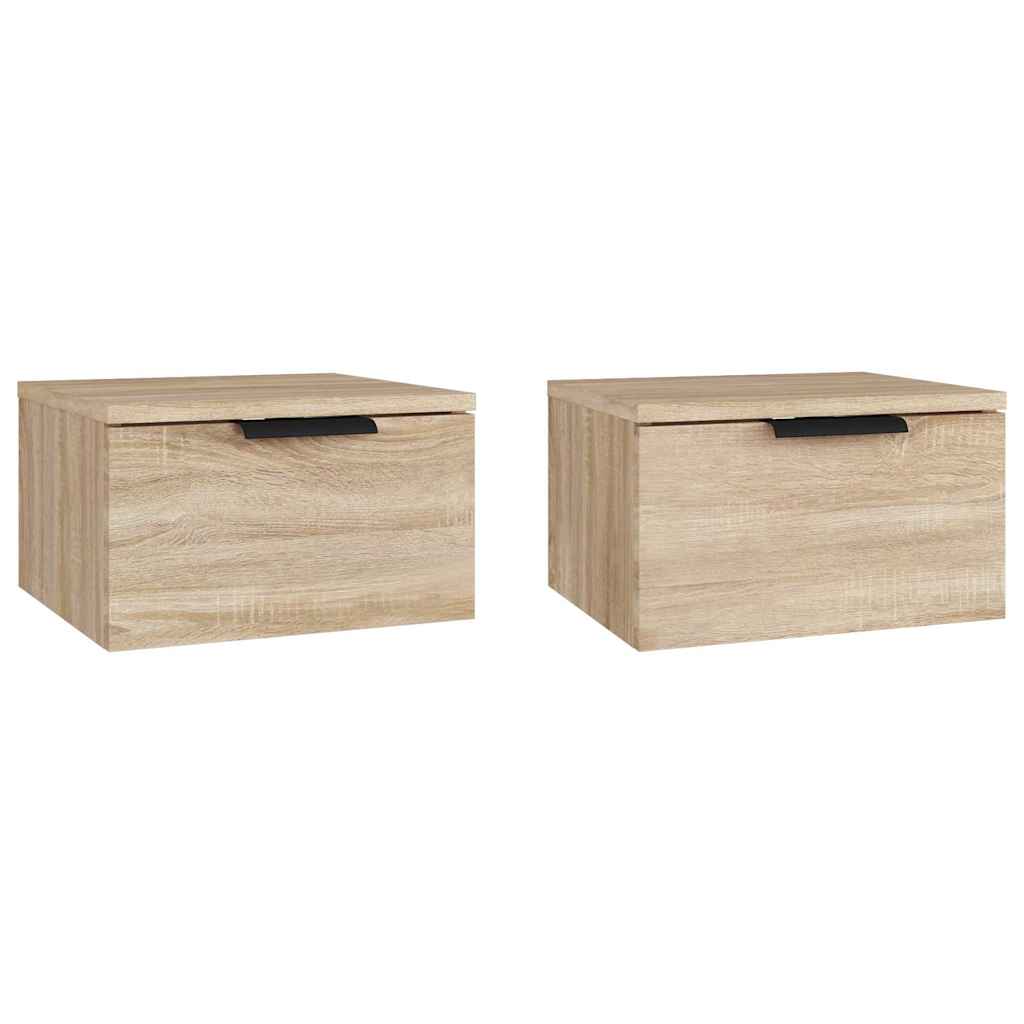 Vidaxl nachtkastjes 2 st wandgemonteerd 34x30x20 cm sonoma eikenkleur