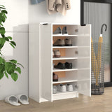 Vidaxl Cabinet da scarpe 59x35x100 cm Bianco lucido in legno trasformato