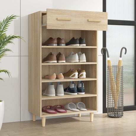 Vidaxl schoenenkast 60x35x105 cm bewerkt hout sonoma eikenkleurig